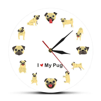 Pug Wall Art Hanging Clock