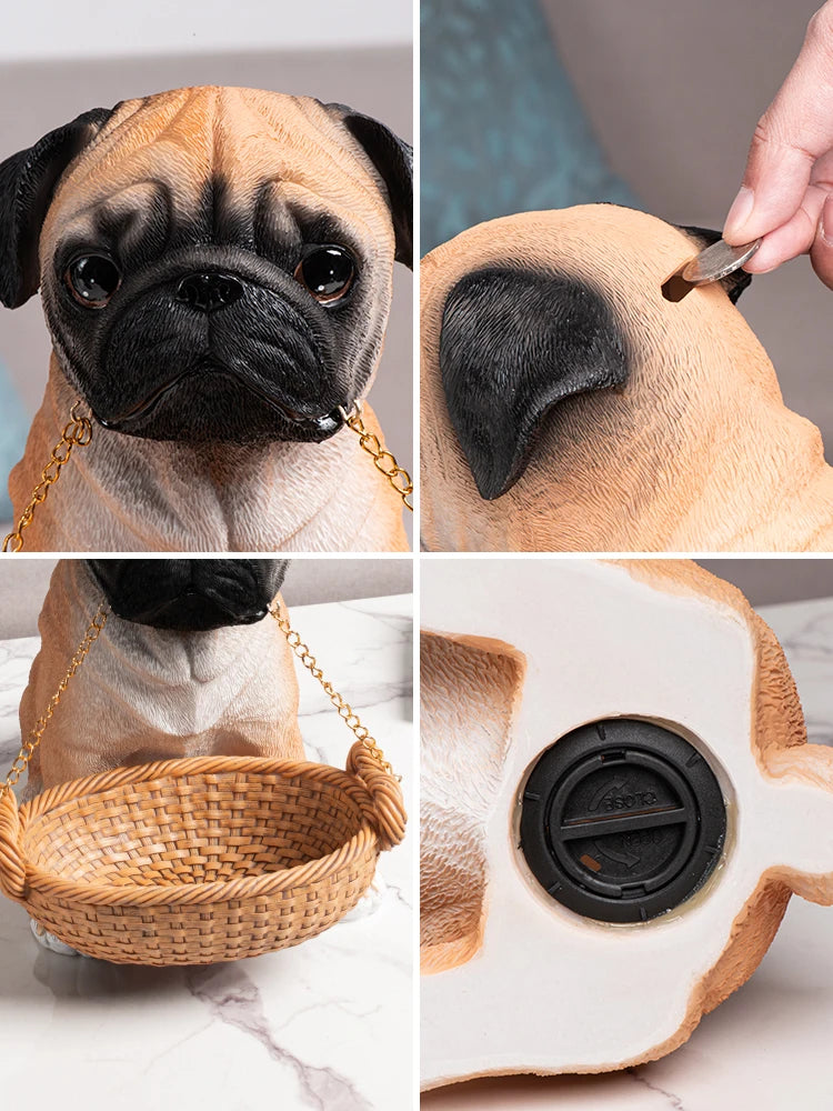 Pug Statue key & jewelry storage box