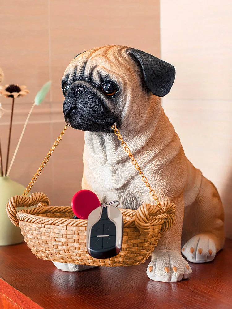 Pug Statue key & jewelry storage box