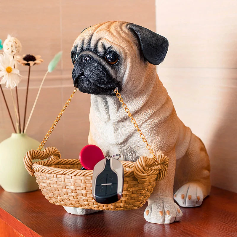 Pug Statue key & jewelry storage box