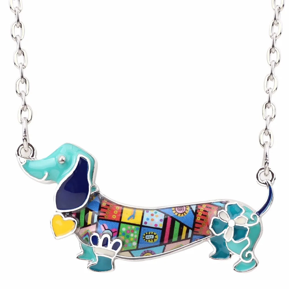 Dachshund Dog Choker Necklace Alloy Pendant For Women