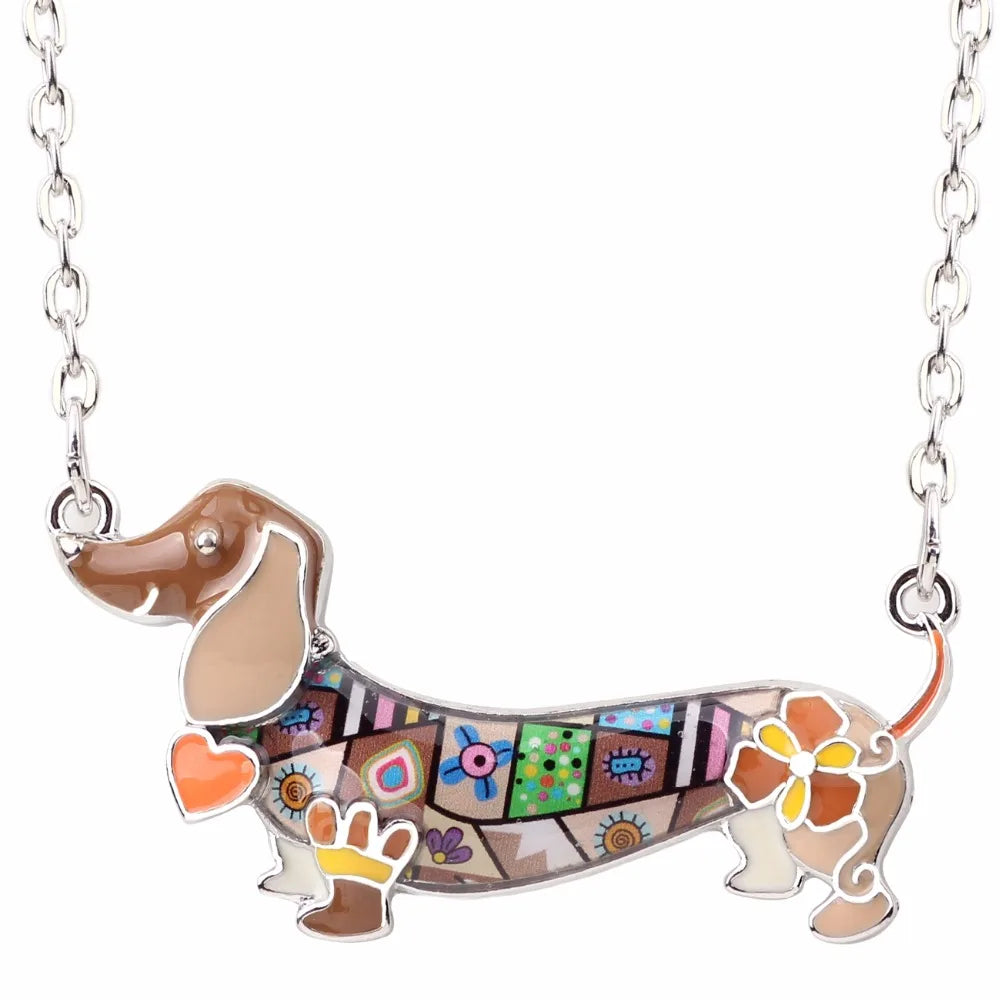 Dachshund Dog Choker Necklace Alloy Pendant For Women