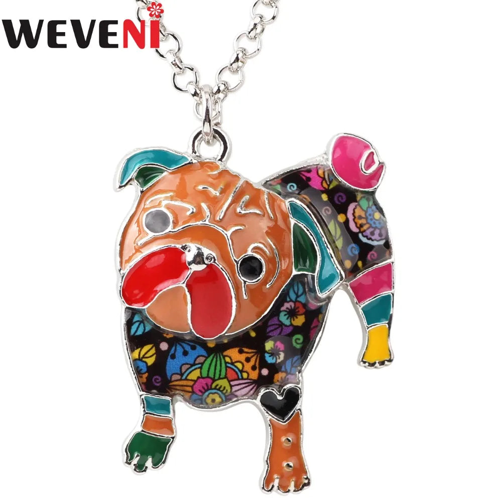 Pug Dog Necklace Pendants Chain For Women