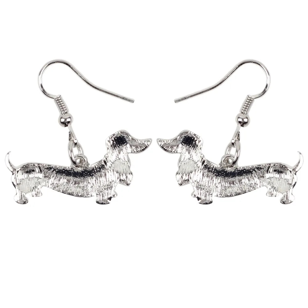 Dachshund Dog Dangle Drop Big Long Earrings For Women