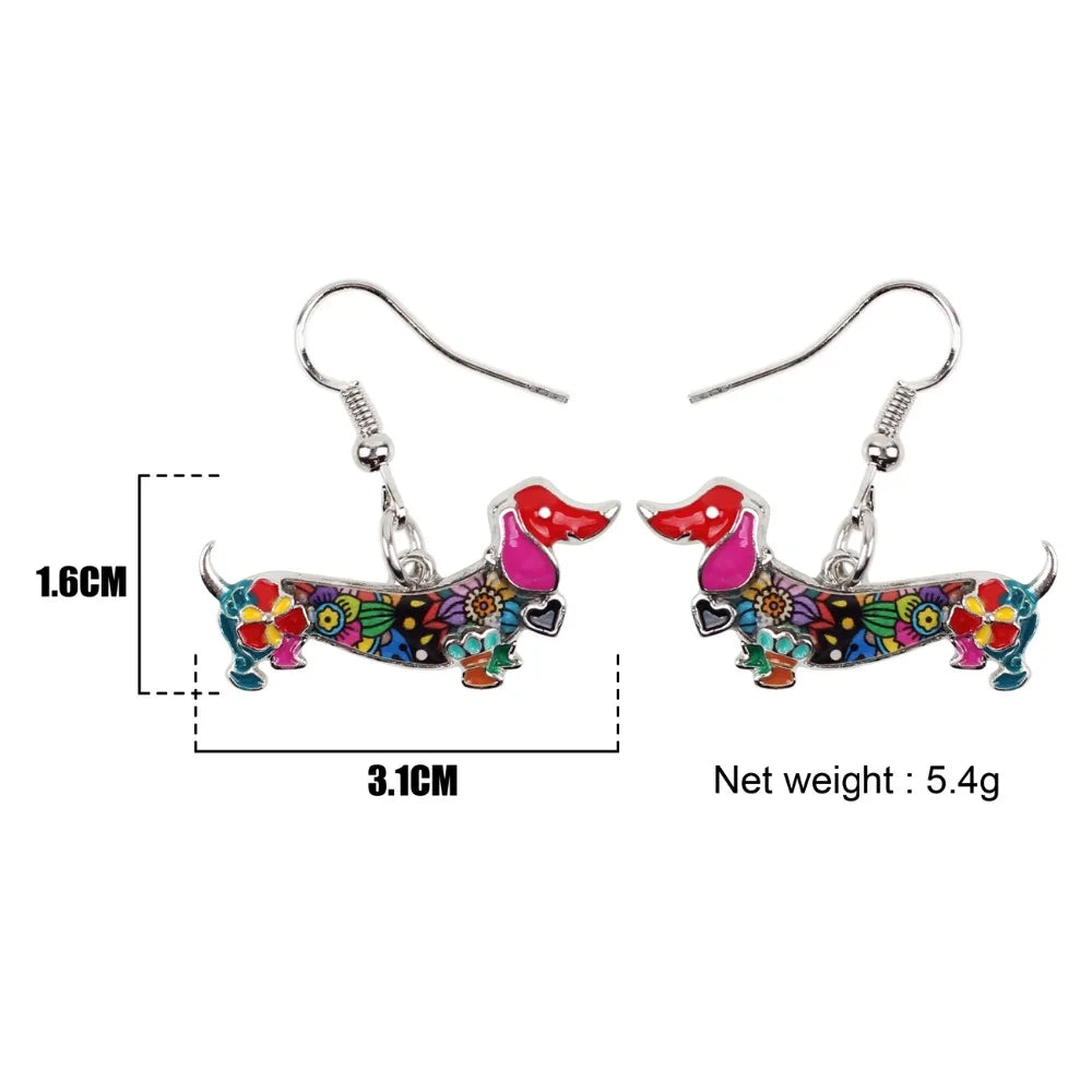 Dachshund Dog Dangle Drop Big Long Earrings For Women