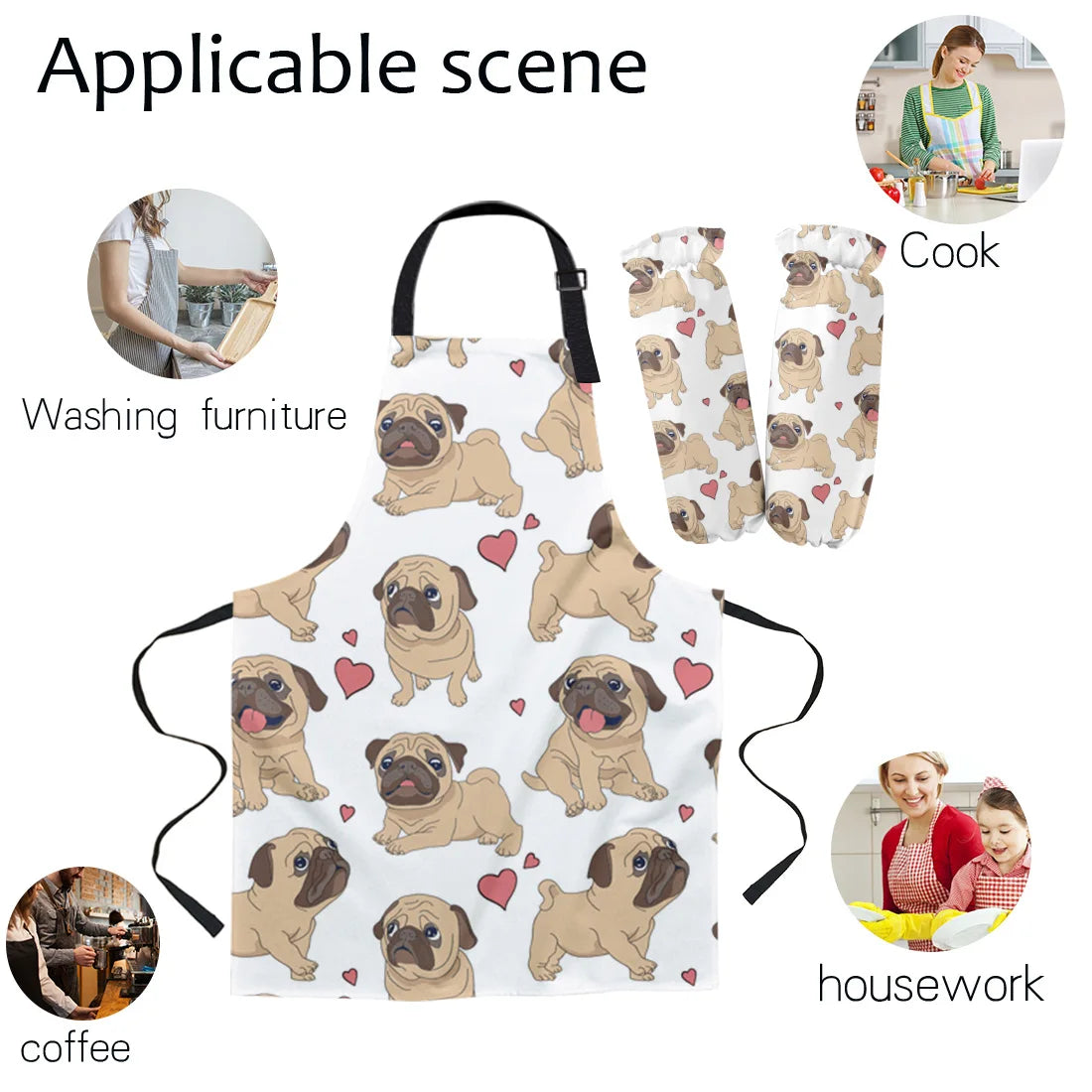 Pug Apron, Over sleeve Gloves & pad.