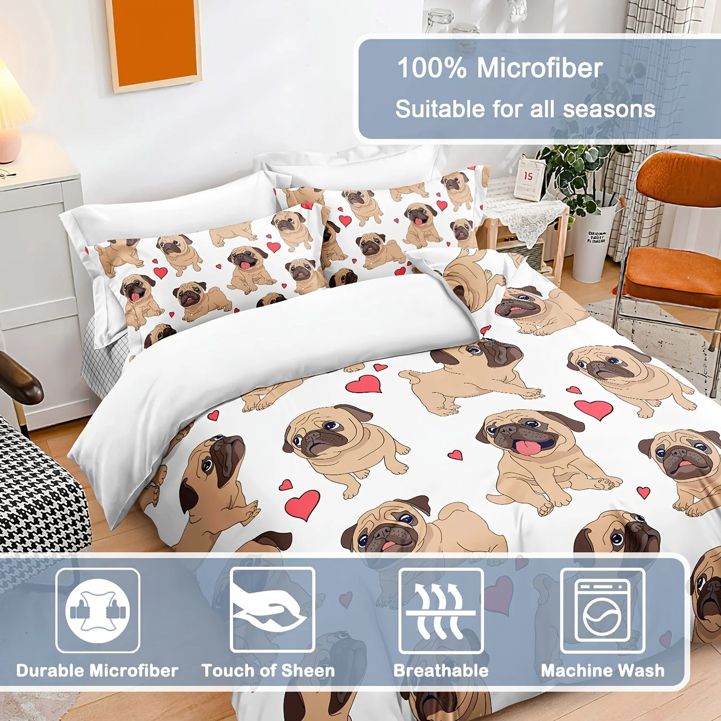 Pugs Lovers Bed Cover Set