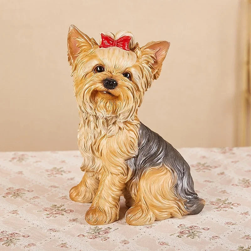 Yorkshire Terrier Resin Statue Sculpture Dog  Decorations Décor Crafts Garden