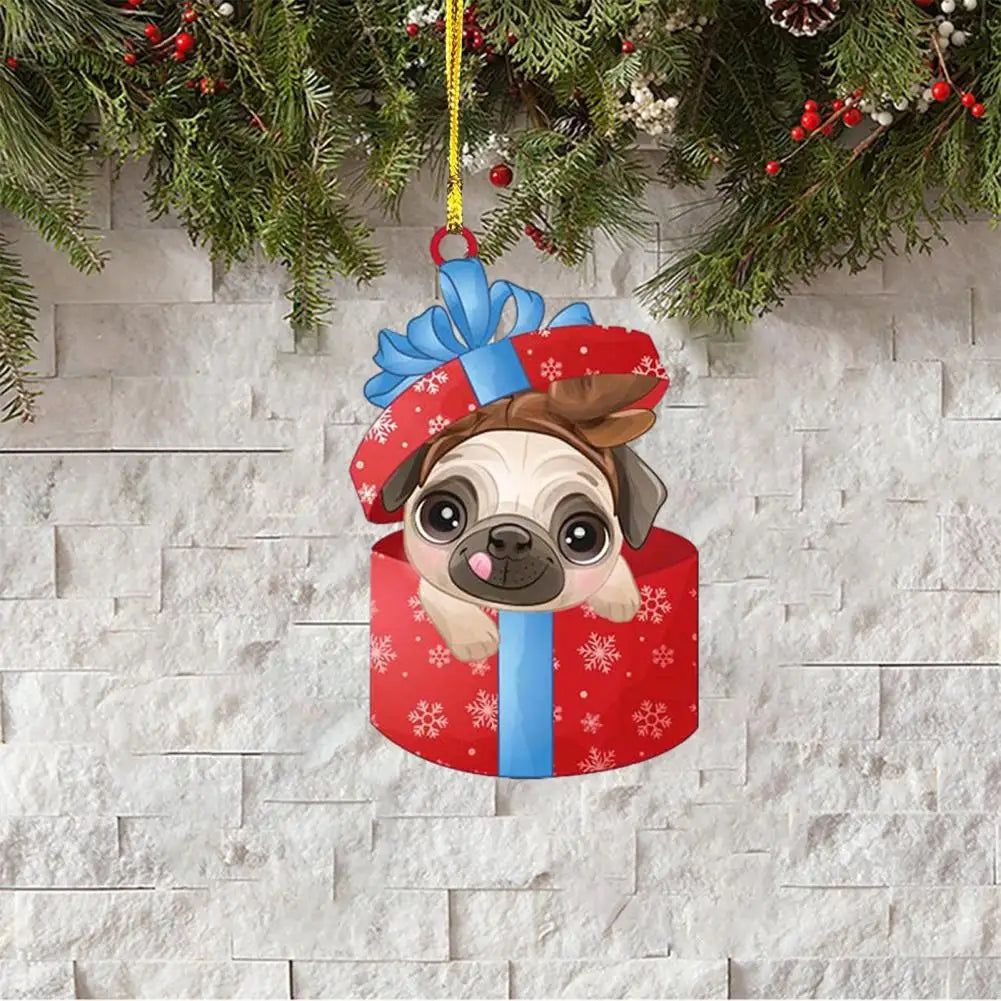 Festive Wall Hanging Ornament Pug Decoration for Home Holiday