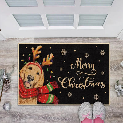 Merry Christmas Non slip Floor Mat For Golden Retriever Lovers