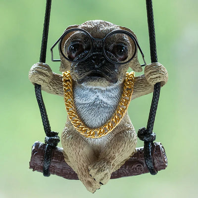 Resin Cute Sunglasses Pug Car Pendants