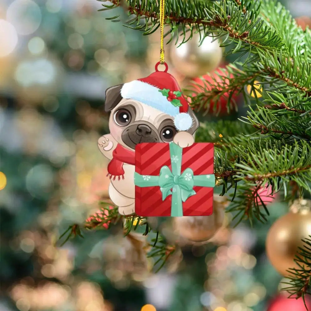 Festive Wall Hanging Ornament Pug Decoration for Home Holiday