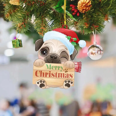 Festive Wall Hanging Ornament Pug Decoration for Home Holiday