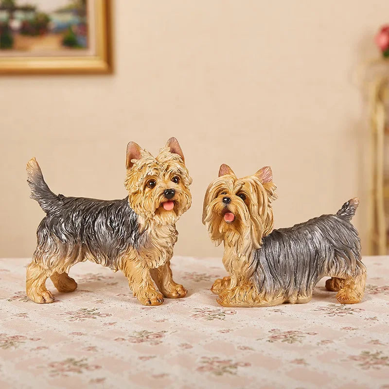 Yorkshire Terrier Resin Statue Sculpture Dog  Decorations Décor Crafts Garden