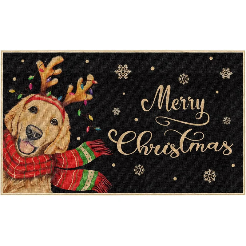 Merry Christmas Non slip Floor Mat For Golden Retriever Lovers