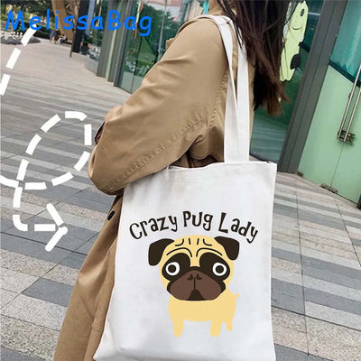 Pug Cotton Handbag For Pug MOM