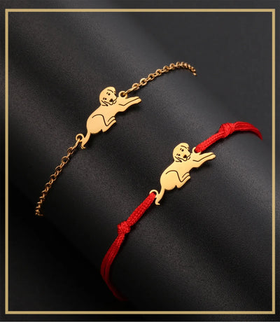 Golden Retriever Lovers Stainless Steel Charm Wax Rope Bracelets