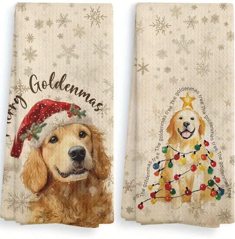 Golden Retriever Christmas Kitchen Towels