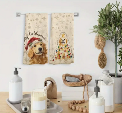 Golden Retriever Christmas Kitchen Towels