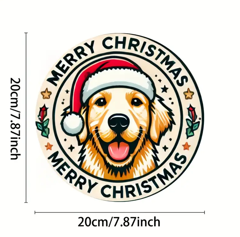 Christmas Golden Retriever Sign, Festive Dog Theme, Aluminum Foil Engraving