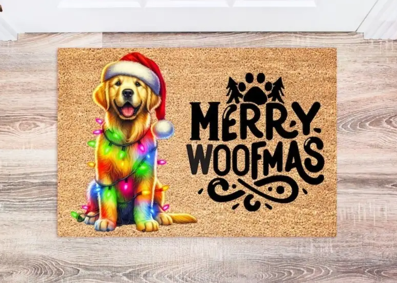 Golden Retriever Christmas Doormat