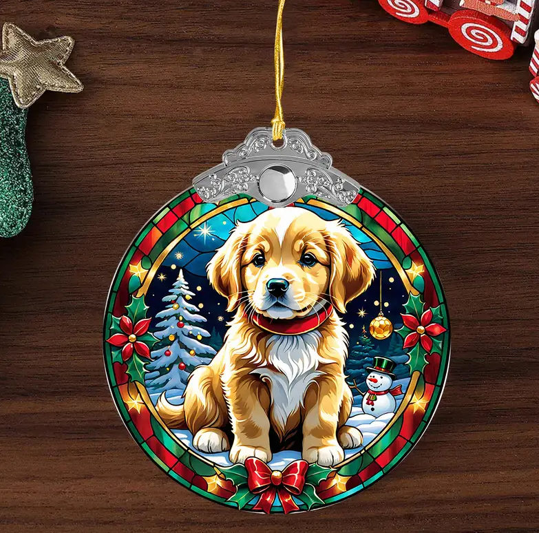 Charming Golden Retriever Puppy Christmas Tree Ornament