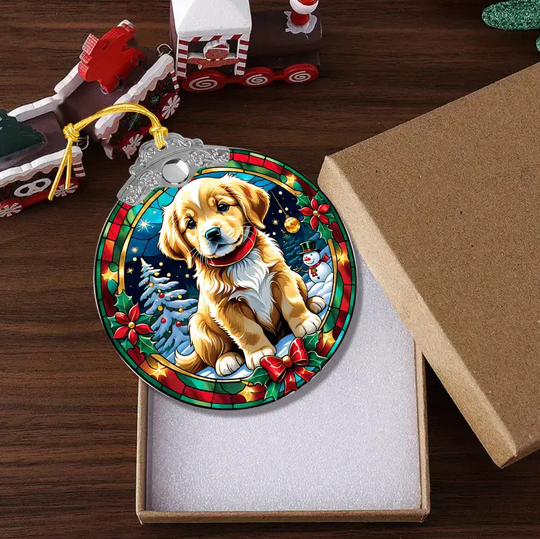 Charming Golden Retriever Puppy Christmas Tree Ornament