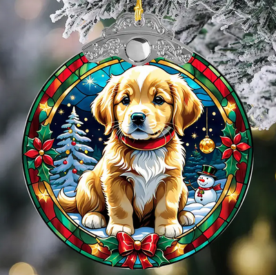 Charming Golden Retriever Puppy Christmas Tree Ornament