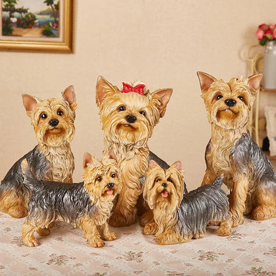 Yorkshire Terrier Resin Statue Sculpture Dog  Decorations Décor Crafts Garden