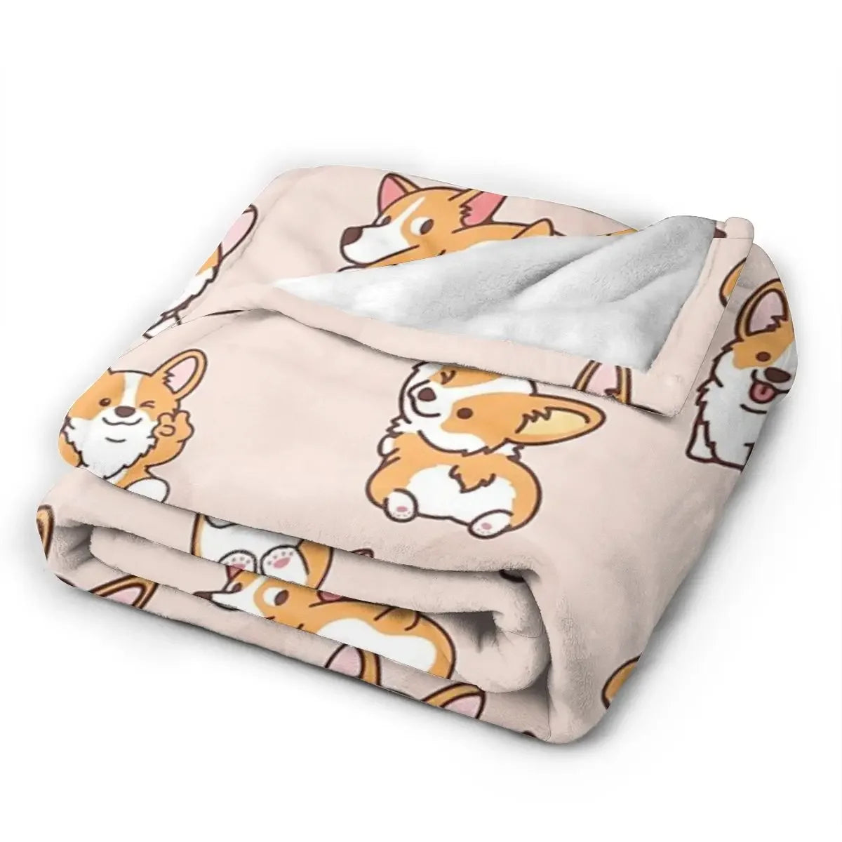 Corgi Puppy Fun Blankets Soft Warm Flannel Throw Blanket Cover, Sofa and Bed cover