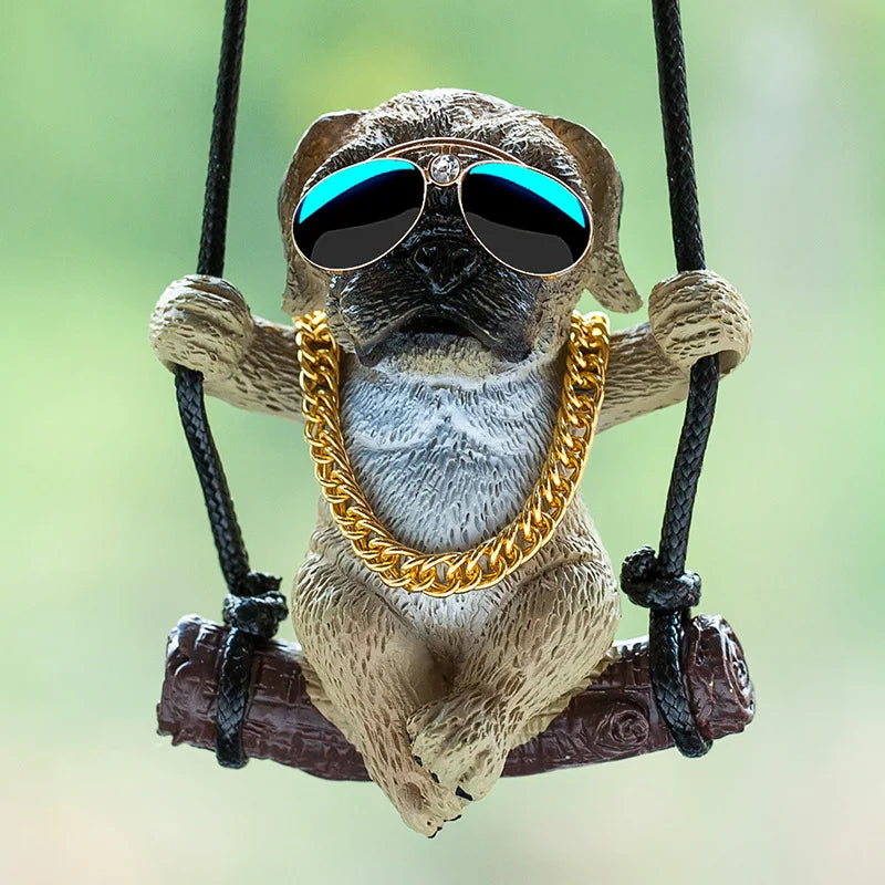 Resin Cute Sunglasses Pug Car Pendants