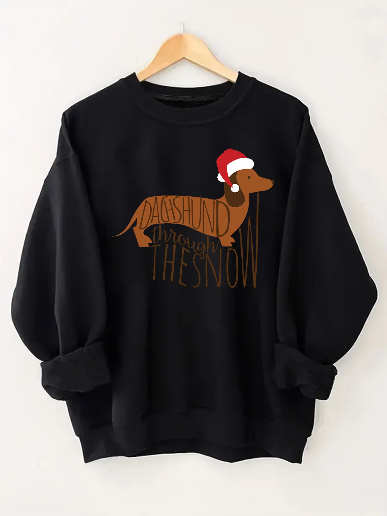 Women'S Christmas Dachshund Graphic Print Sweatshirt