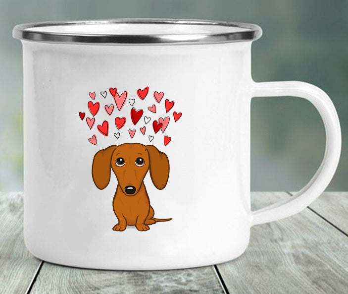 Dachshund Printing Enamelled Cup Mug