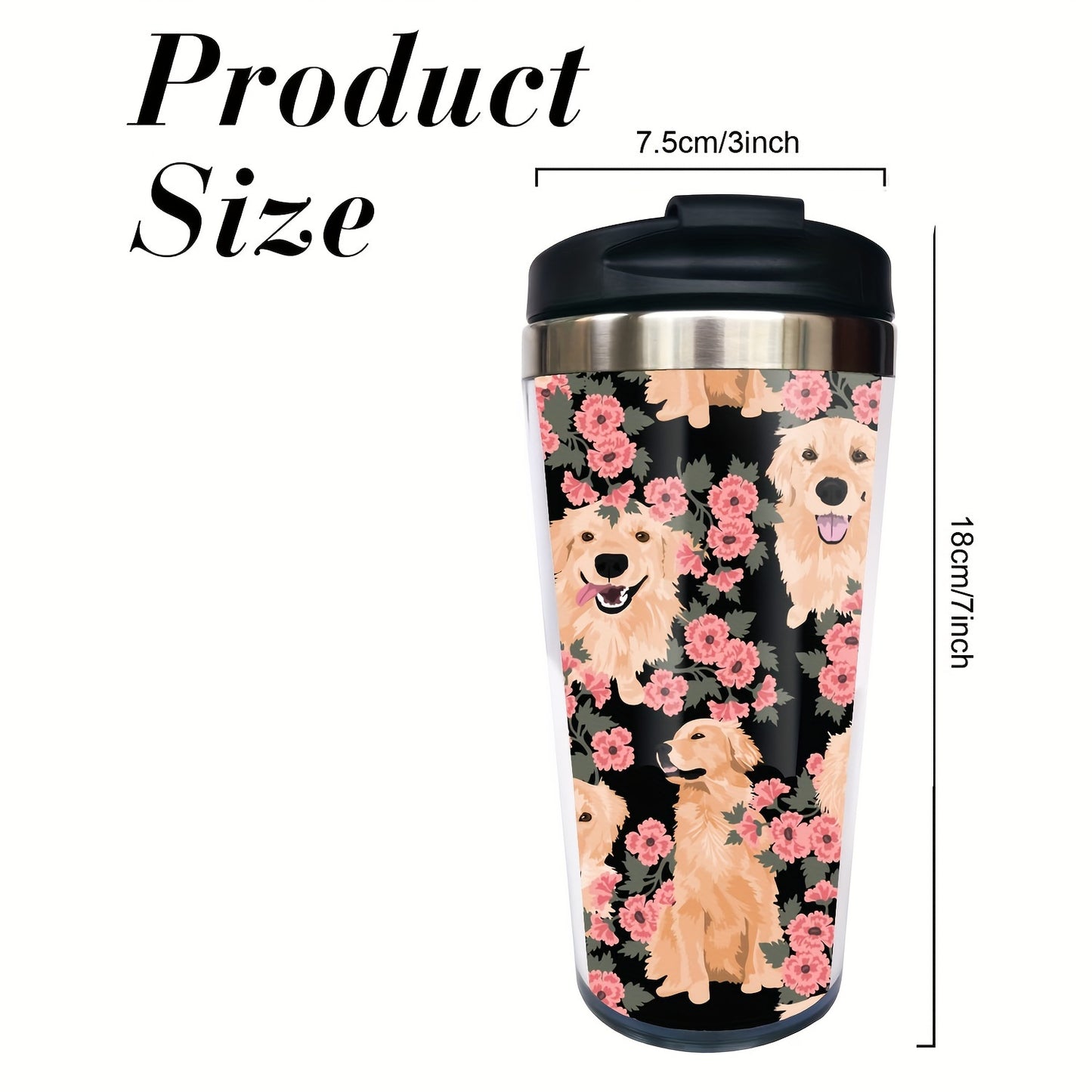 Golden Retriever Dog Print Travel Coffee Mug