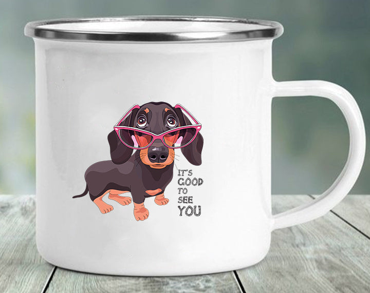 Dachshund Printing Enamelled Cup Mug