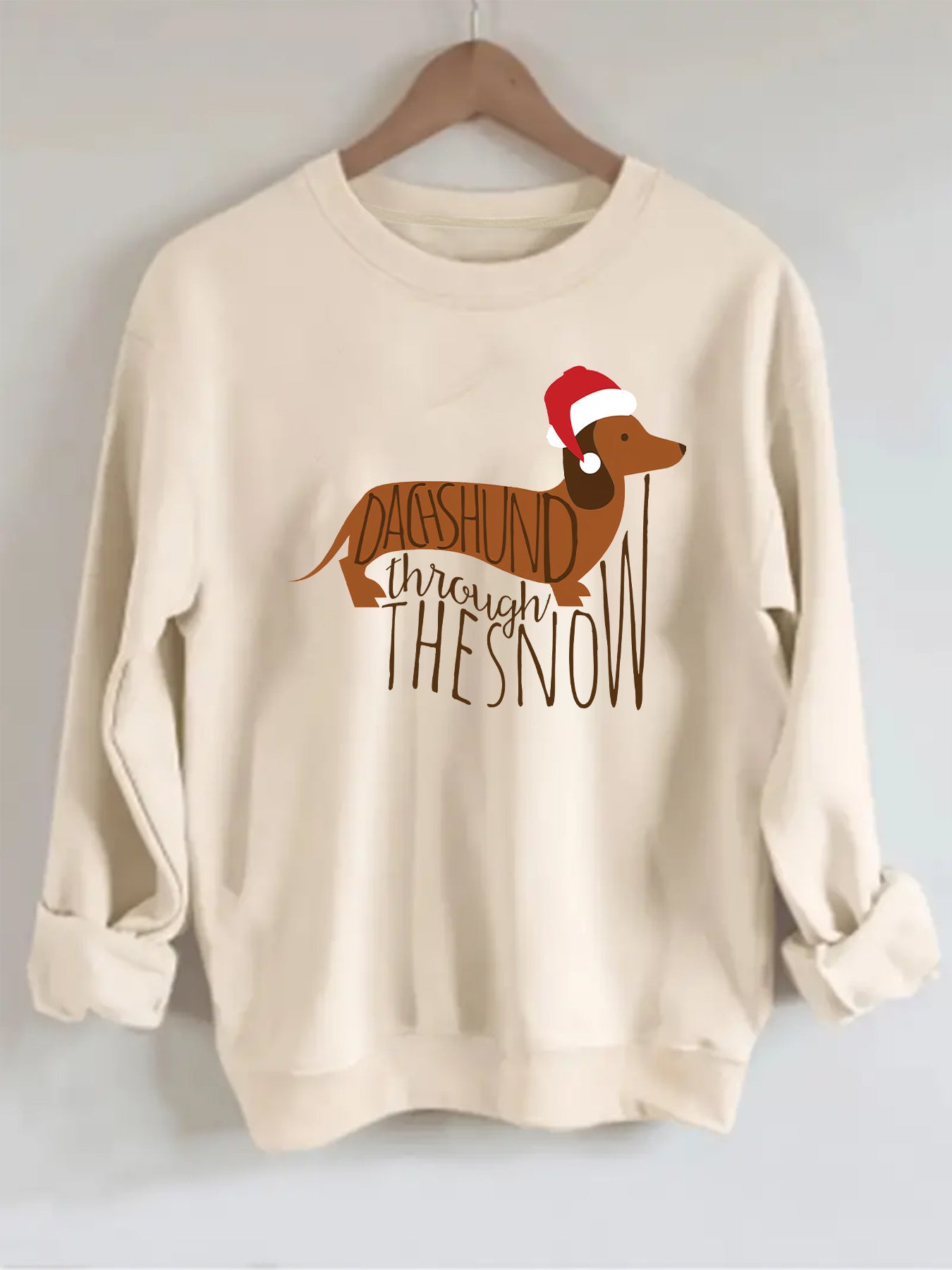 Women'S Christmas Dachshund Graphic Print Sweatshirt