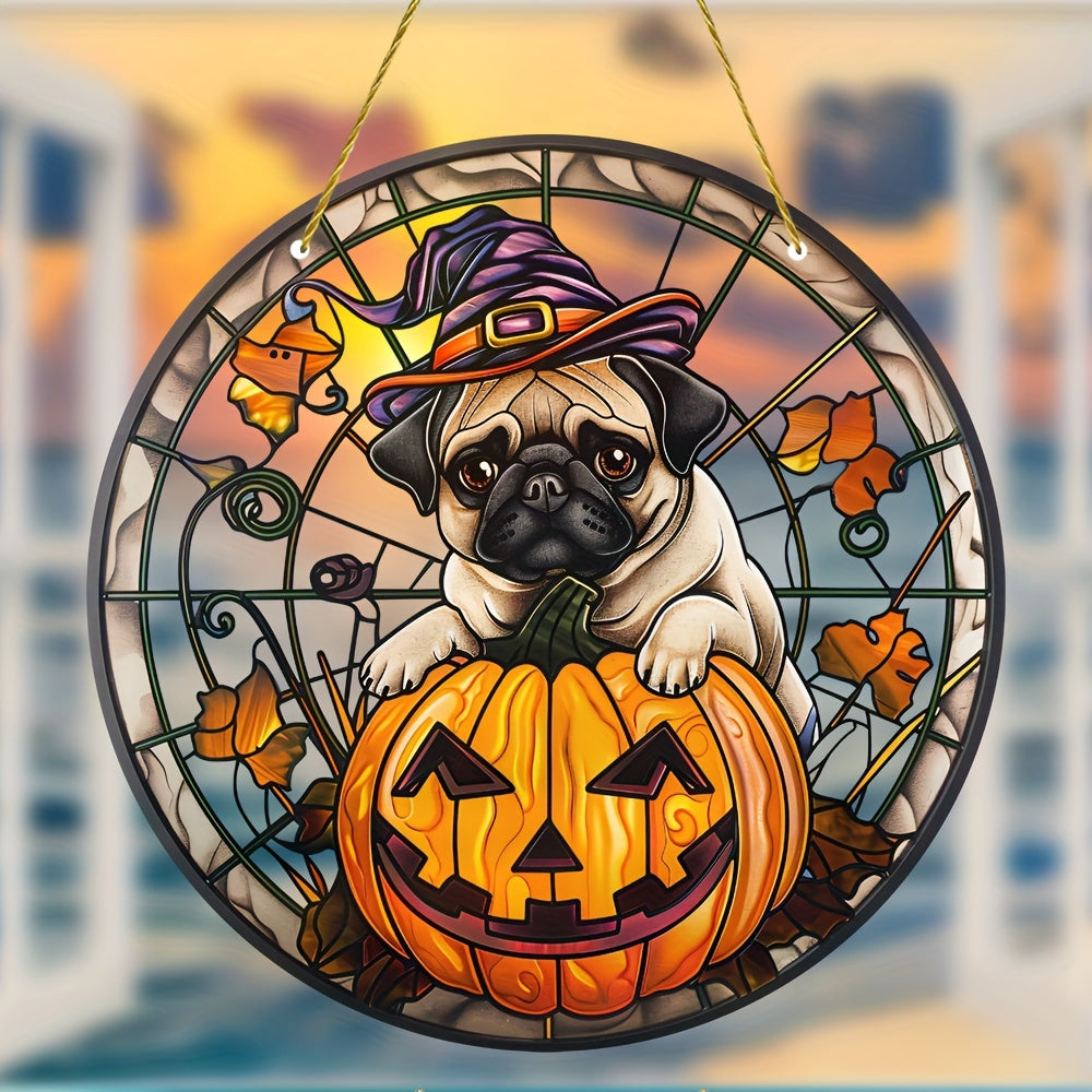 Halloween Pug Dog Suncatcher Wall Art