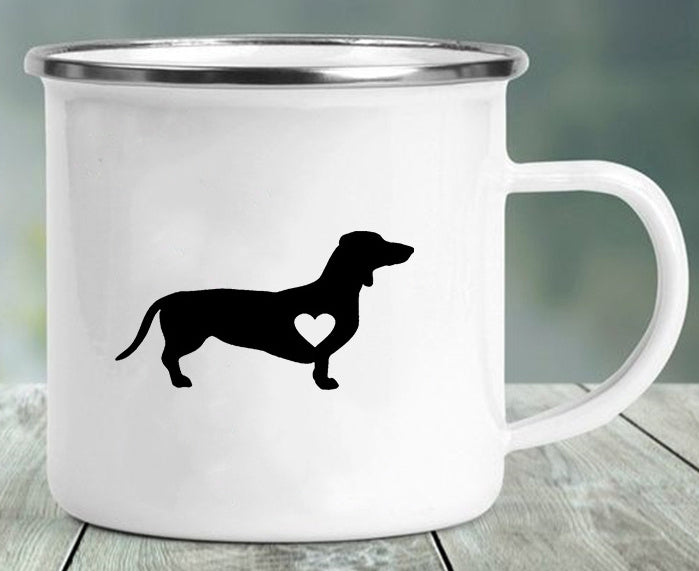 Dachshund Printing Enamelled Cup Mug