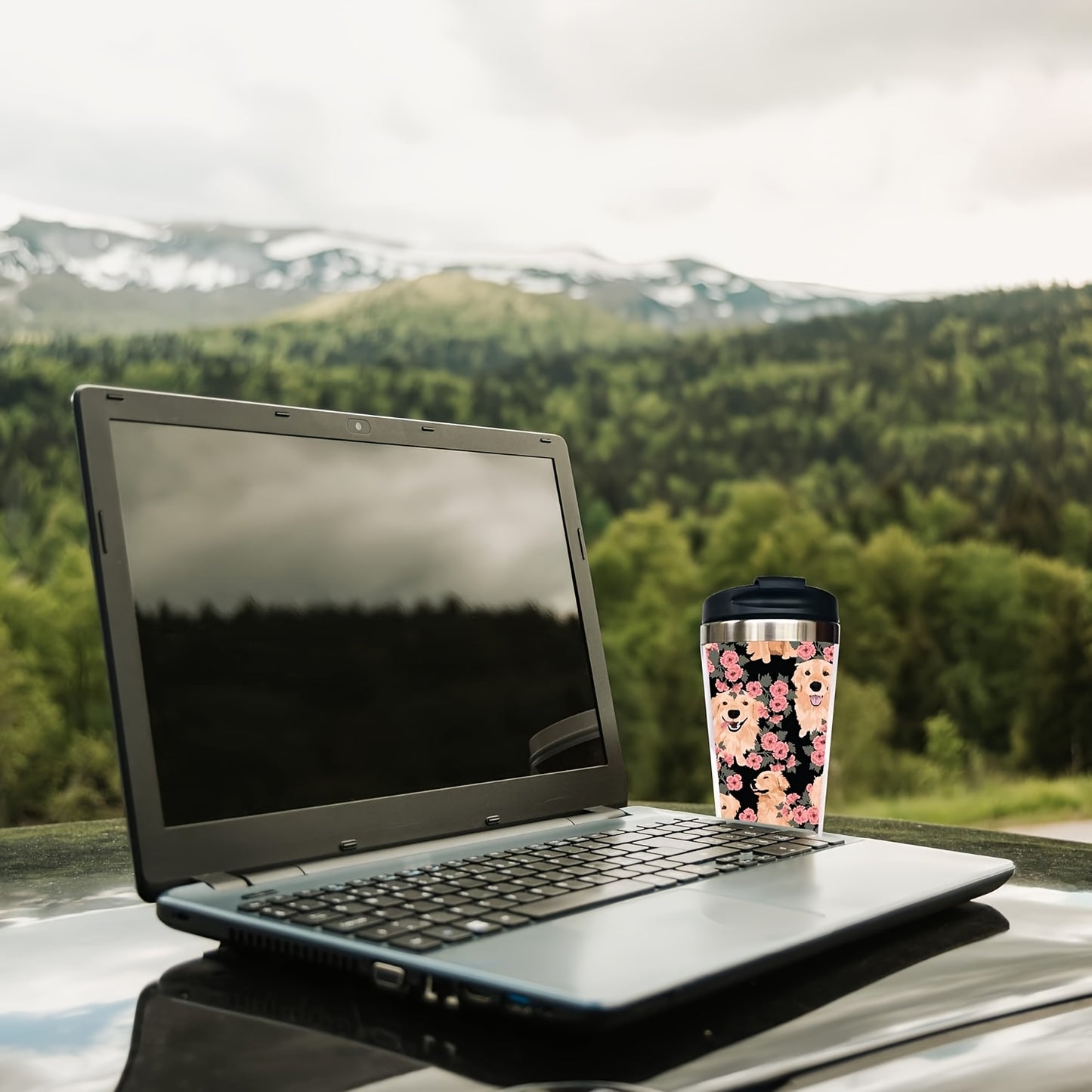 Golden Retriever Dog Print Travel Coffee Mug