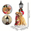 Rustic Resin Golden Retriever Family Figurines with Lantern - Christmas Themed Decor