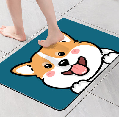 Corgi Teddy Diatoms Mud Absorbent Non-slip Floor Mat