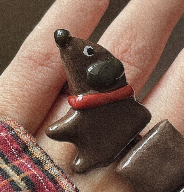 Dachshund Ring Ceramic Jewelry