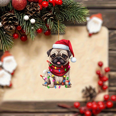 Christmas Pug Acrylic Ornament