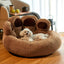 Dog Bed Round Large Pet House Long Plush Deep Sleeping Warm