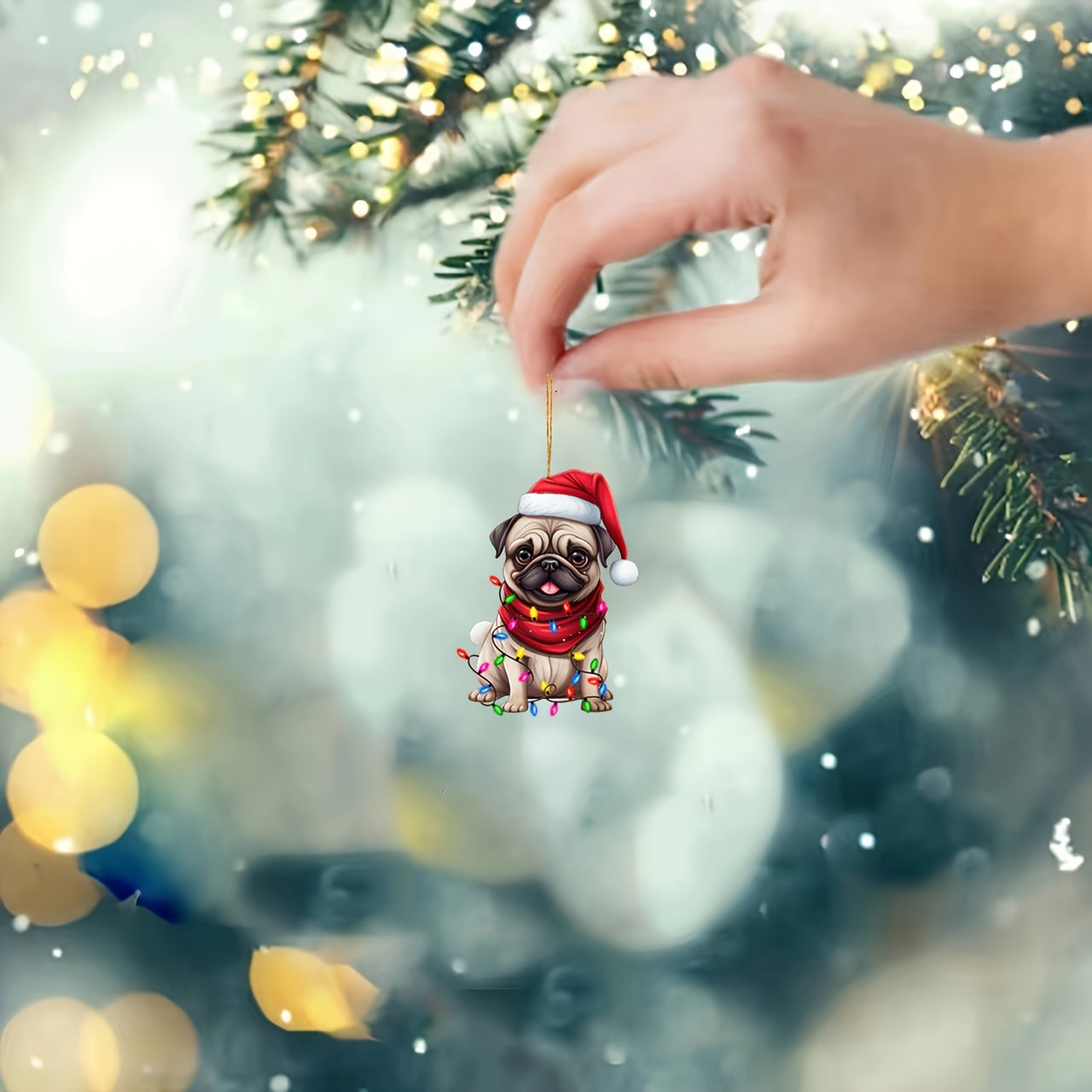 Christmas Pug Acrylic Ornament