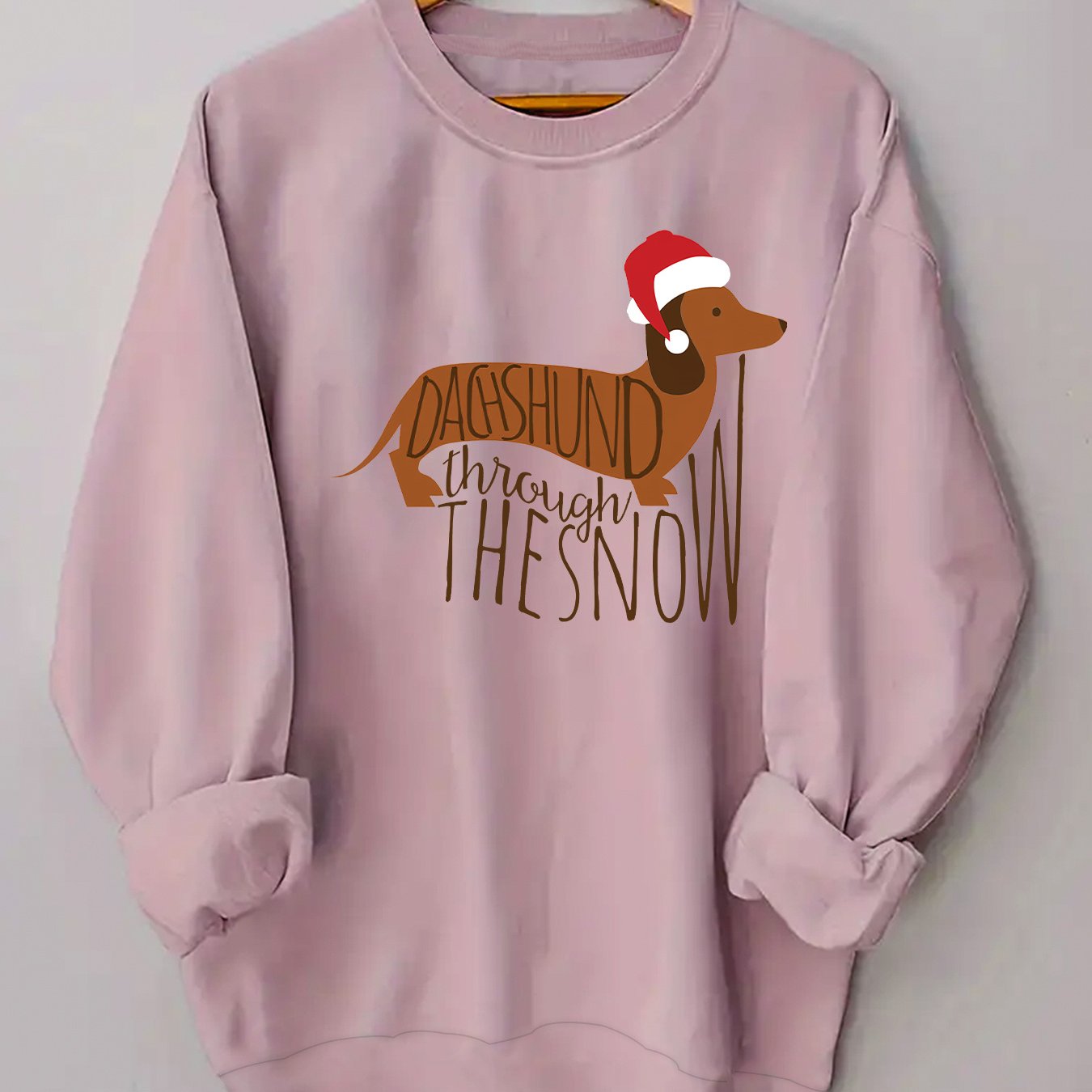 Women'S Christmas Dachshund Graphic Print Sweatshirt