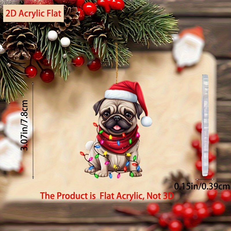 Christmas Pug Acrylic Ornament