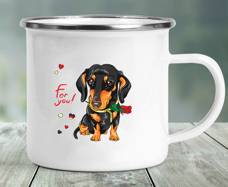 Dachshund Printing Enamelled Cup Mug