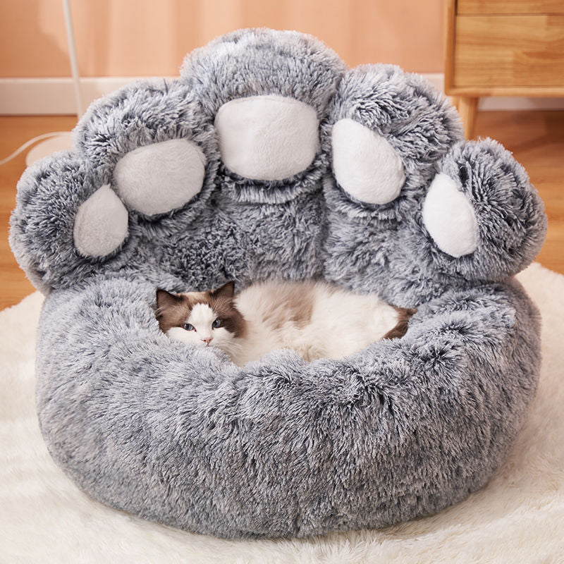 Dog Bed Round Large Pet House Long Plush Deep Sleeping Warm